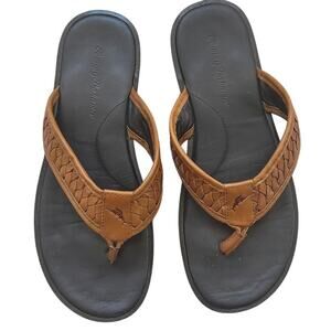 Tommy Bahama Brown Braided Leather Ivann Sandal Flip Flop sz 9D Summer Basic